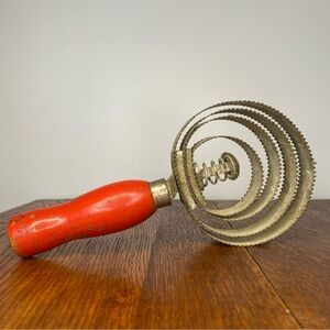 Vintage Metal Horse Animal Curry Comb Groomer Brush RED Wood Handle